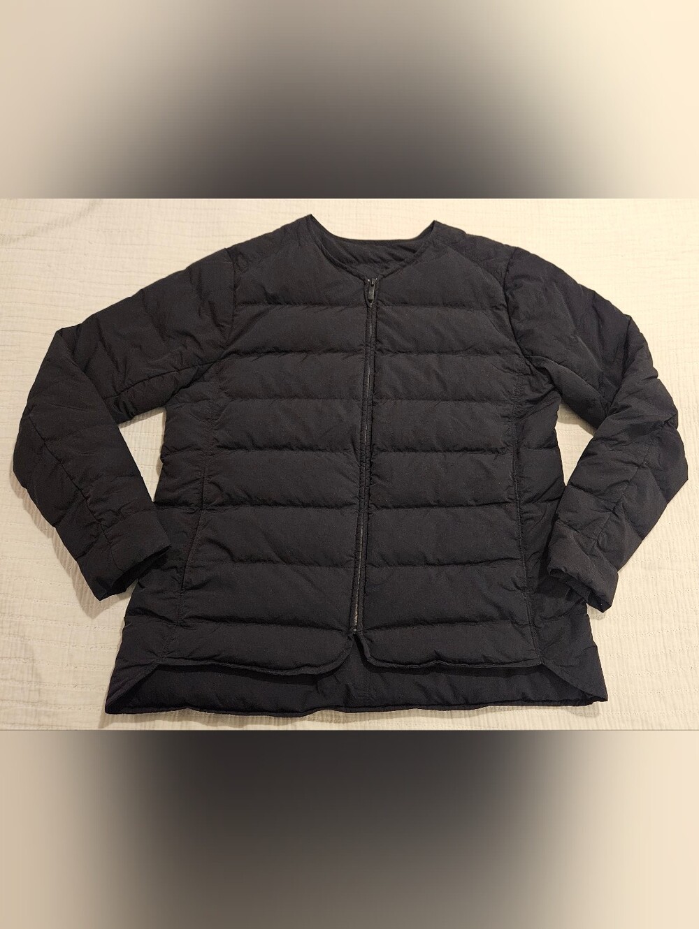 Women's Lululemon Black Just Enough Puff Collarless Goose Down Jacket Sz 12 EUC